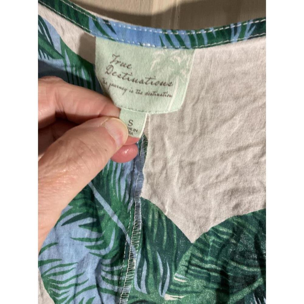 True Destinations Tropical Print Kaftan Dress with Tie Large - Picture 7 of 10